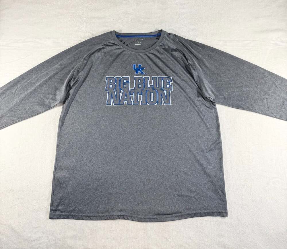 Champion Men's Kentucky Wildcats Big Blue Nation Long Sleeve Gray T-Shirt 2XL